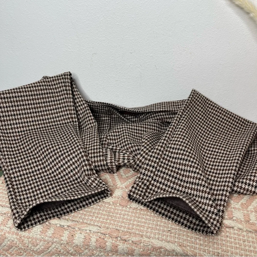 J. McLaughlin Ross Ankle Pants Zipper Pocket Brown Houndstooth Size 8